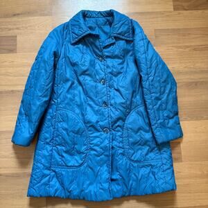 Women's Vintage 1970's White Bear of St. Paul Blue Puffer Parka Jacket Sz Large